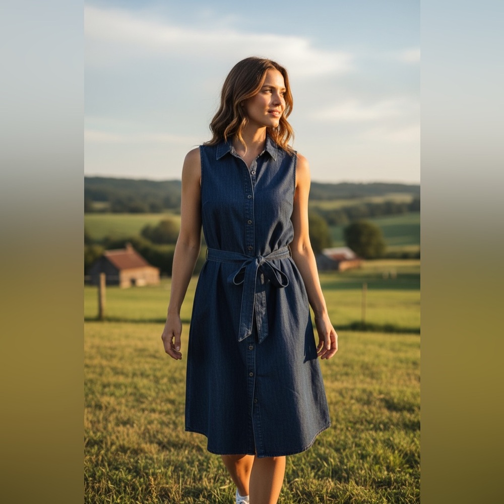 Banana Republic Denim Dress Normcore 90's‎ Y2K Revival Flowy Coastal Casual